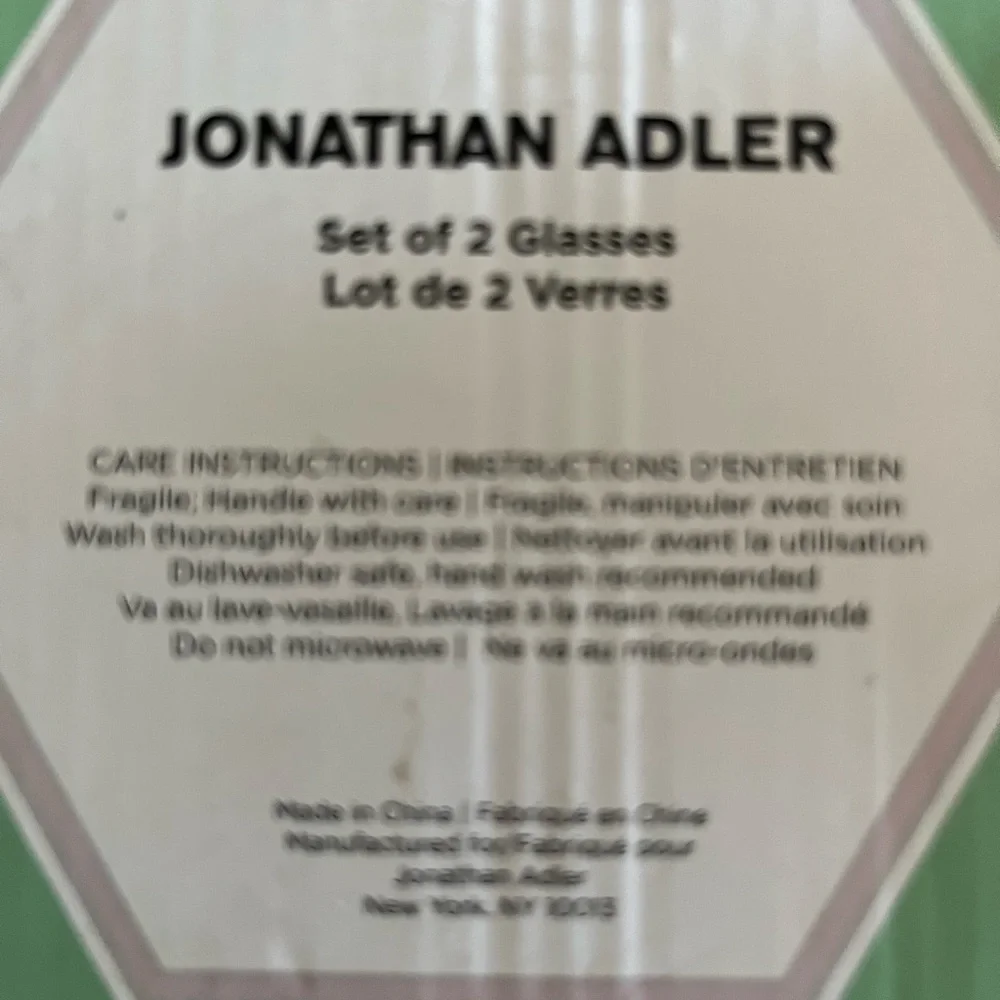 Jonathan Adler BIBA Glasses in Elegant Green Packaging